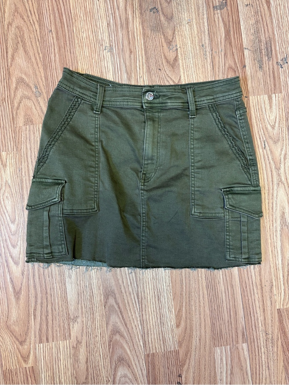Olive Green Cargo Mini Skirt
